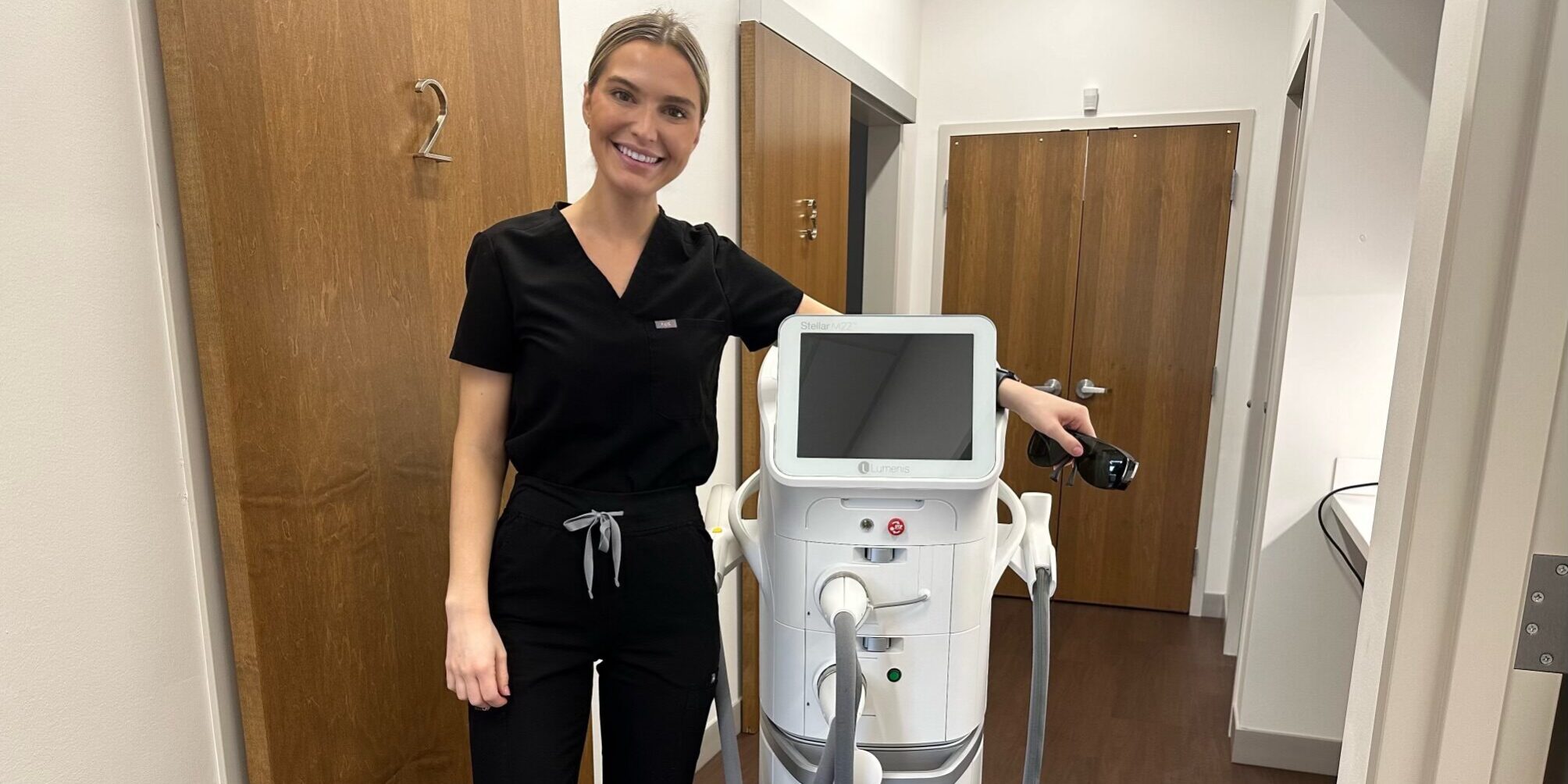 Elizabeth Sippey displays the latest laser at apex